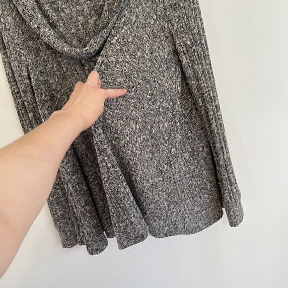 BDG URBAN OUTFITTERS UO Hooded Ribbed Cardigan Black White Marled Open Sweater - Picture 13 of 16